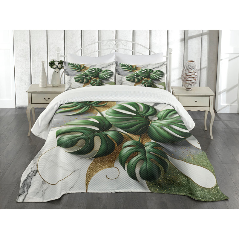 Polyester Floral Coverlet, King Coverlet / Bedspread + 2 Standard Shams