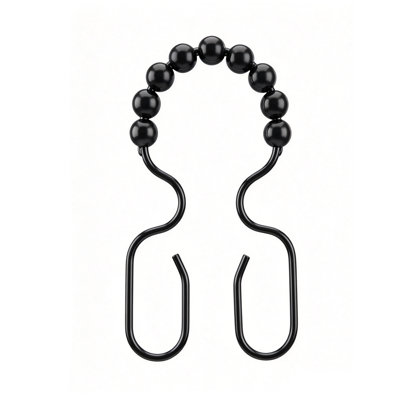 12Pcs Shower Curtain Hooks Rings ， Shower Curtain Rings Rust Proof, Smooth Sliding Anti-Drop Double Shower Rings for Curtain