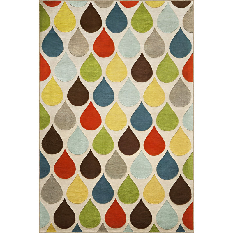 Tapis décoratif moderne multicolore à motif goutte d'eau, Tapis de couloir 3 pi 3,37 po x 9 pi 10,11 po