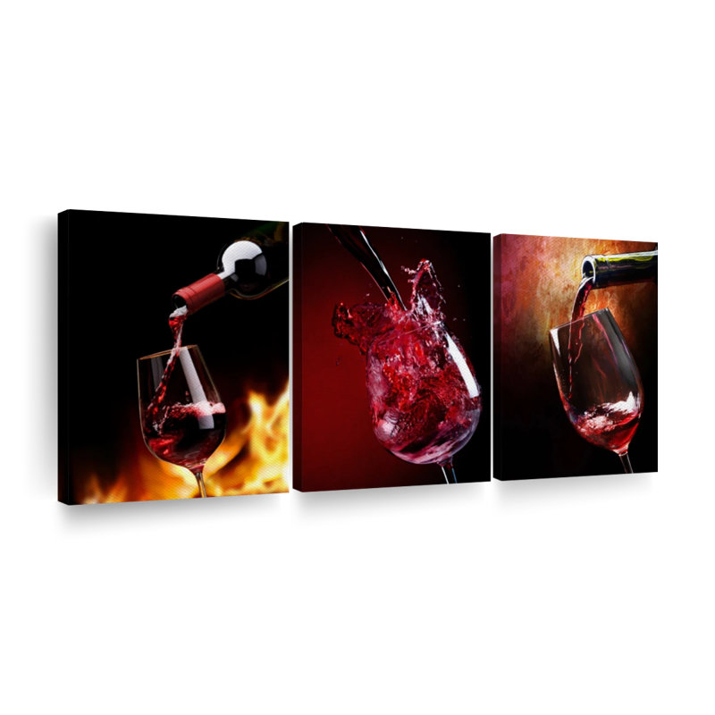 «Versing Glasses Of Red Wine», reproduction d'art sur toile, H 45 po x l 92 po x P 1,25 po