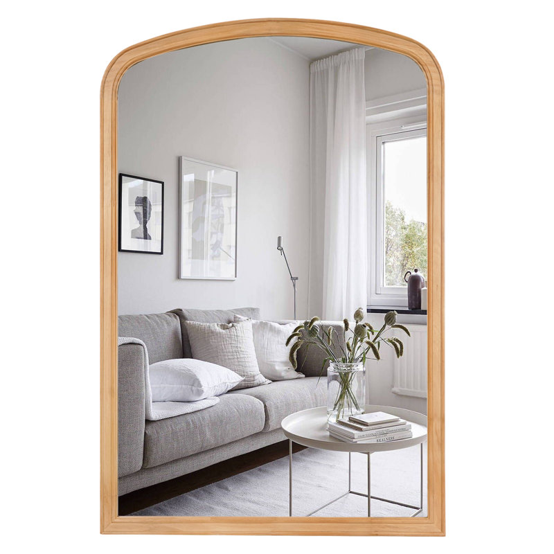 Chadwood Solid Wood Arch Mirror, 30'' x 20'', Natural Wood
