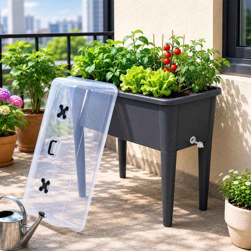 Lit de jardin surélevé, H 32,25 po x l 30 po x P 14,5 po, Gris foncé, Ensemble de 2