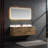 Fully Assembled Luxury 60" Oak Floating Bathroom Vanity & Sinks Mid-Century Style Wall-Mounted Bathroom Cabinet