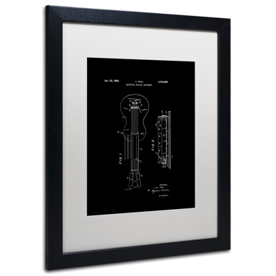 'Gibson Electric Guitar Patent Black' Framed Graphic Art Print