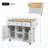 Kitchen Cart With Rubber Wood Drop-Leaf Countertop ,Cabinet Door Internal Storage Racks,Kitchen Island On 5 Wheels With Storage Cabinet And 3 Drawers For Dinning Room,White-2312615