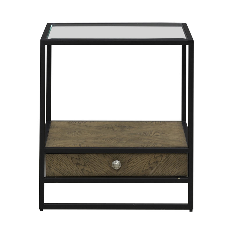 Jaylan End Table w/ Tempered Glass Top & 1 Drawer