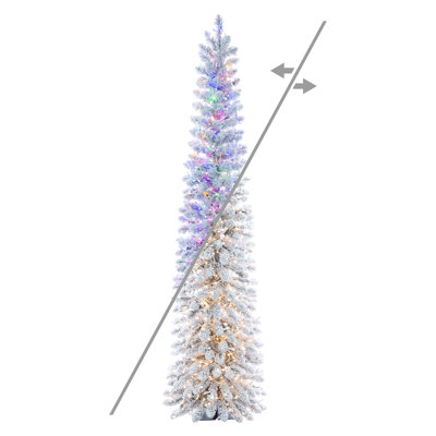  6' x 19" Snowy Flocked Alpine Artificial Pre-Lit Christmas Tree with 1100 LED Color Changing 3mm Low Voltage 6 Function Wide Angle Coaxial Lights
