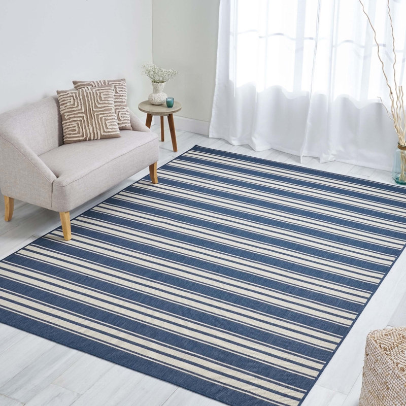 Blue Rectangle Polypropylene 7'10"x10' Rug