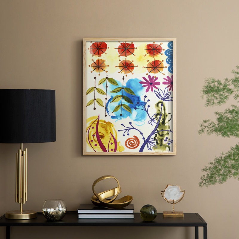 «Flower Power II», reproduction encadrée - bois massif, Naturel, H 11 po x l 9 po