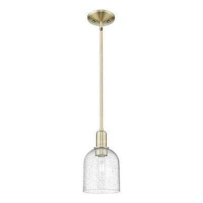 Arcadia - Berbor - Mini-luminaire suspendu 1 tige 6 po - Finition laiton antique - Abat-jour granuleux