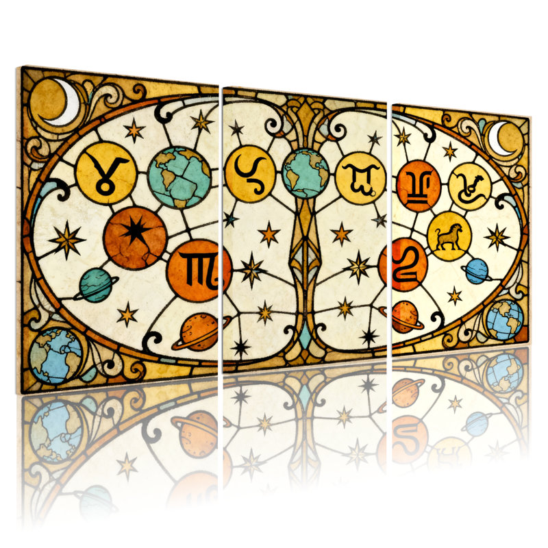 Ensemble de 3 impressions sur toile Zodiac, H 18 po x l 36 po