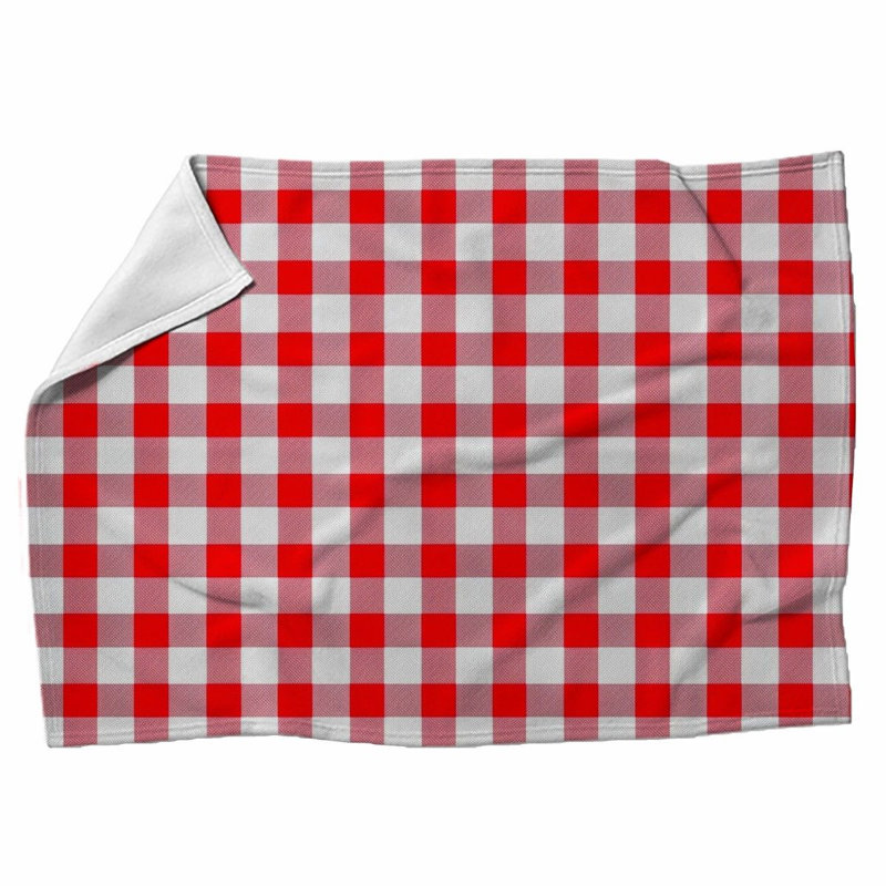 Machine Printed Throw Blanket, Throw, Gingham, Red/Silver
