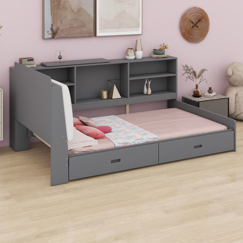 Lit plateforme Xzaviar, Gris