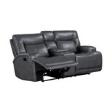 Tito Manual Reclining Loveseat, Gray Polyester, 80 Inch, Cupholders