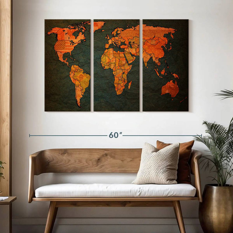 Aliaz Flags World Map, 32" H x 50" W