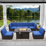 OND3CF8 Polyethylene (PE) Wicker 8 Piece Sectional Seating Group with Cushions