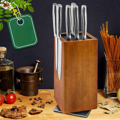 Universal Magnetic Knife Block Without Knives-360° Rotatable Magnetic Knife Holder Made Of Fine Acacia Wood, Extra Large Magnet Knife Storage For Kniv -  FAST APPLIANCES LLC, ZXB0BRVF6PC9