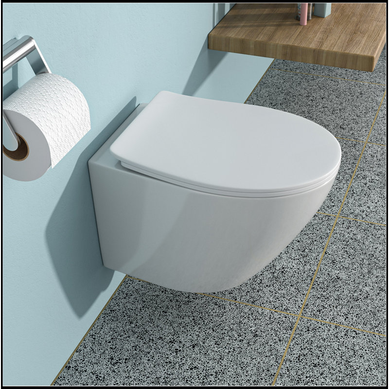 Cuvette de toilette murale de luxe avec siège à fermeture douce, blanc