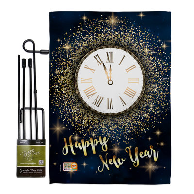 Double Sided 18.5 in. H x 13 in. W Polyester New Year's Flag set