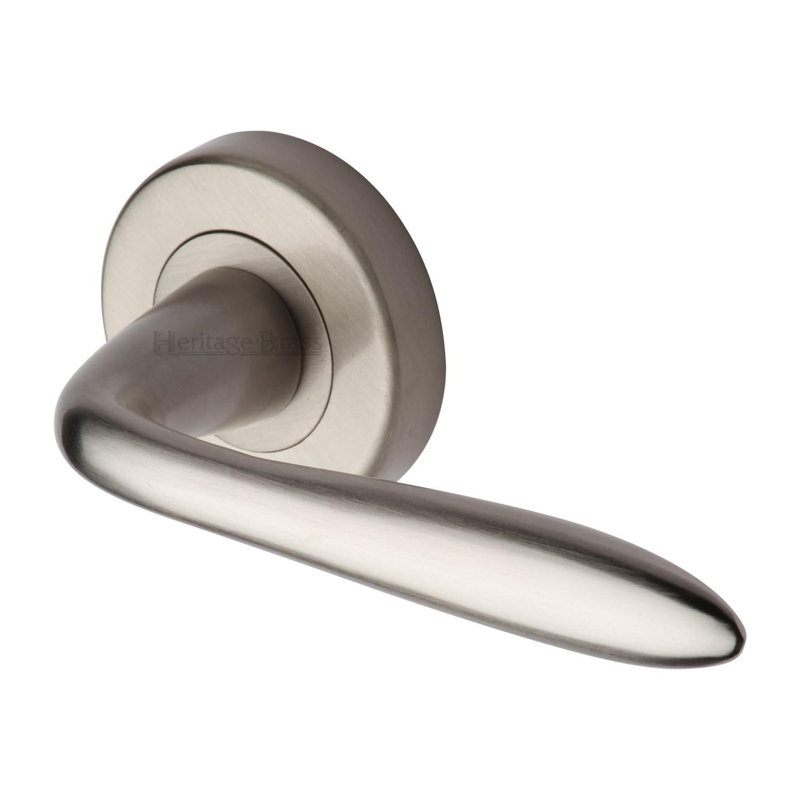 Heritage Brass Sutton Door Handle Kit, Satin Nickel