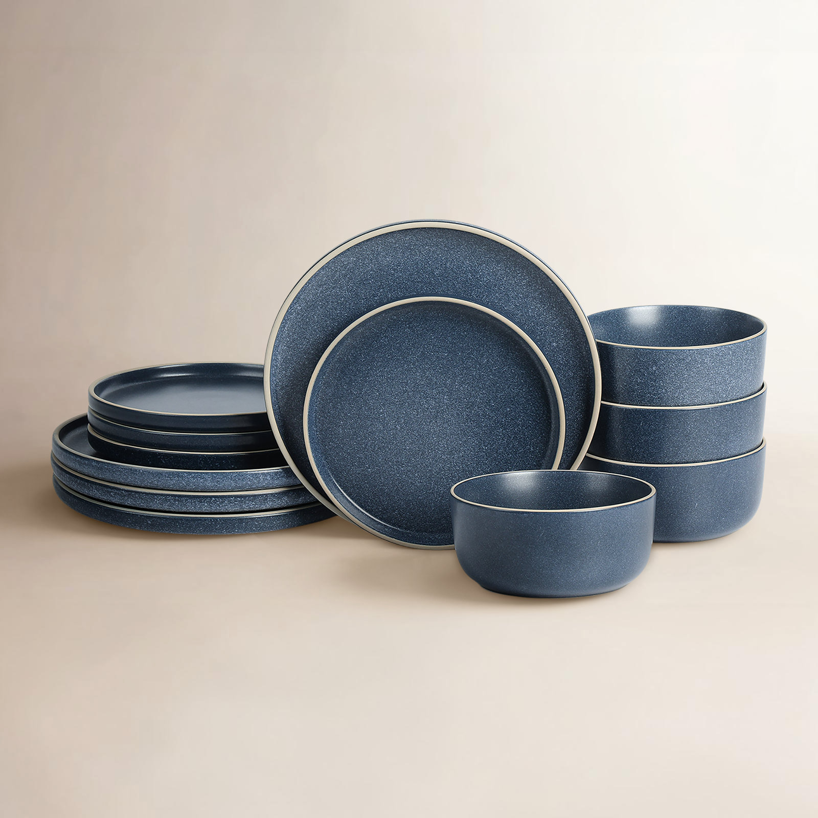 Amber Stoneware Dinnerware Set, Blue