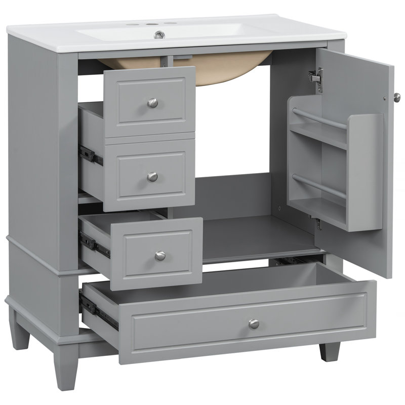 Meuble-lavabo 30 po avec lavabo, Gris