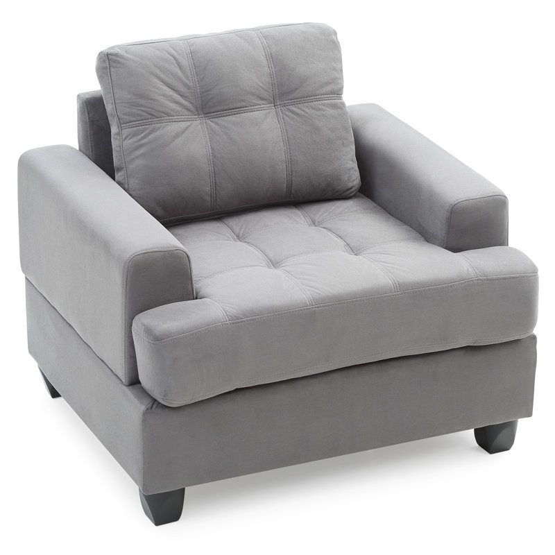 Fauteuil club 38 po Baerman, Similicuir gris