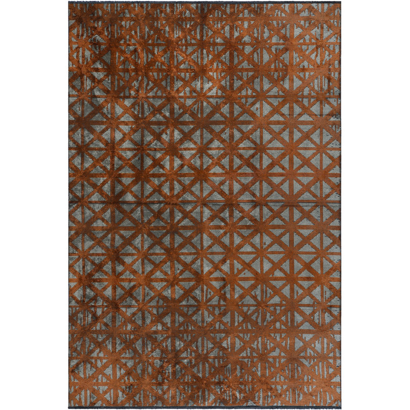 Rapture Geometric Cotton Orange Area Rug, Rectangle 7'10" x 11'2"