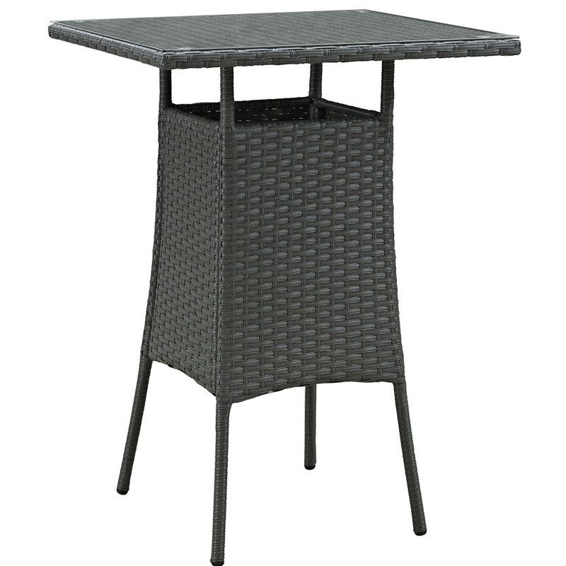 Convene Square Metal Outdoor Bar Table , 31.5'' in. W 31.5'' in. D, Chocolate