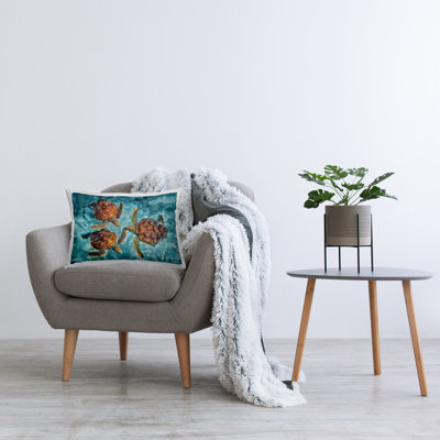 Swimming Tortoise Trio Decorative Printed Throw Pillow Design by Dennis Frates