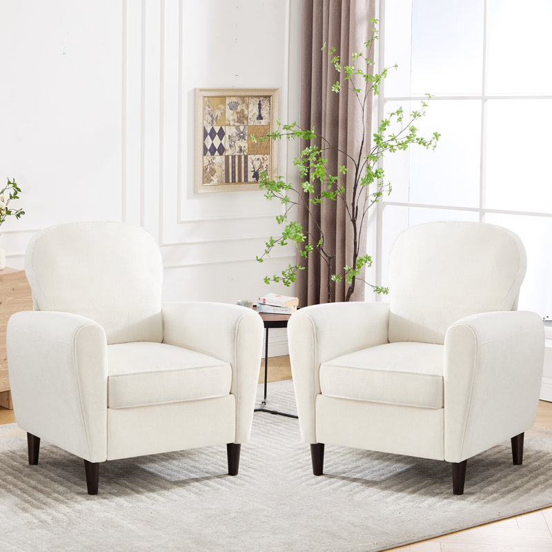 Fauteuil rembourré avec pieds en bois, Beige