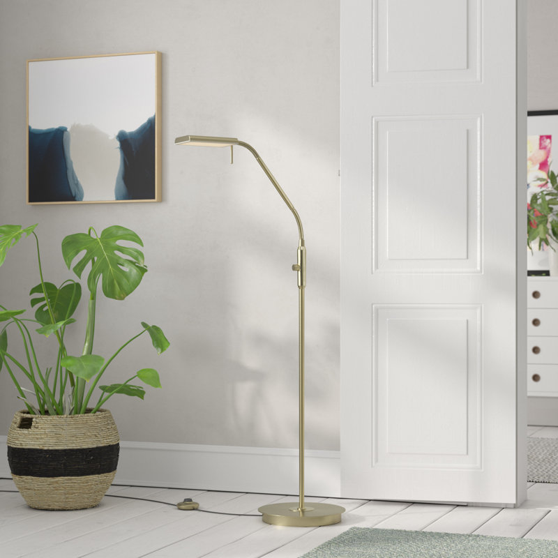 Heimbach 135cm LED Task Floor Lamp with Outlet, Brushed Brass
