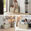 Banc de rangement avec repose-pieds, repose-pieds avec rangement, banc de bout de lit et table basse pour le salon, la chambre à coucher ou le vestibule (beige)
