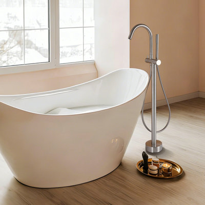 Robinet de baignoire autoportant à fixation au sol à poignée simple 39 po H