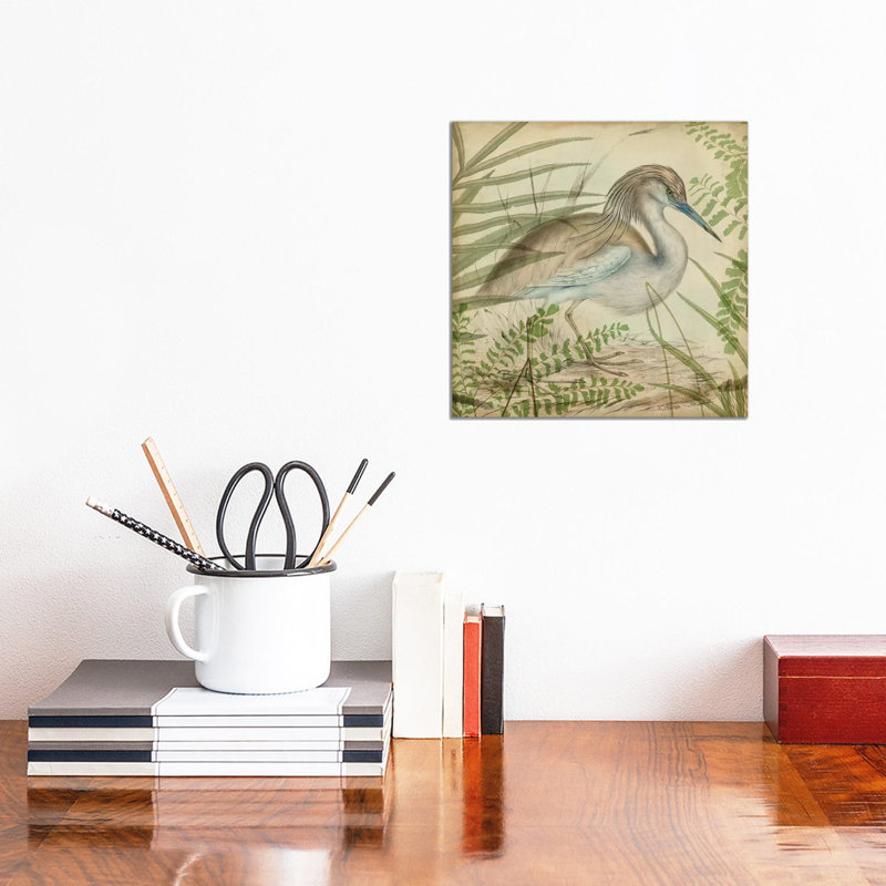 Heron & Ferns II by Vision Studio - Wrapped Canvas Painting, 30.48 cm H x 30.48 cm W