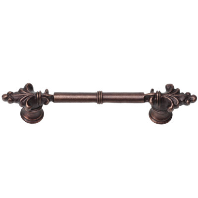 Charlemagne classic 4 inches c.c. pull with small Fleur De Lys on endsin Gilded Mercury