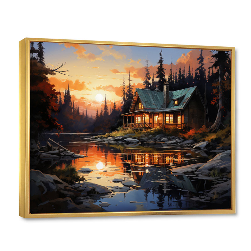 Canada Lakehouse Retreat IV - Imprimé, H 34 po x l 44 po x P 1,5 po, Cadre flottant doré