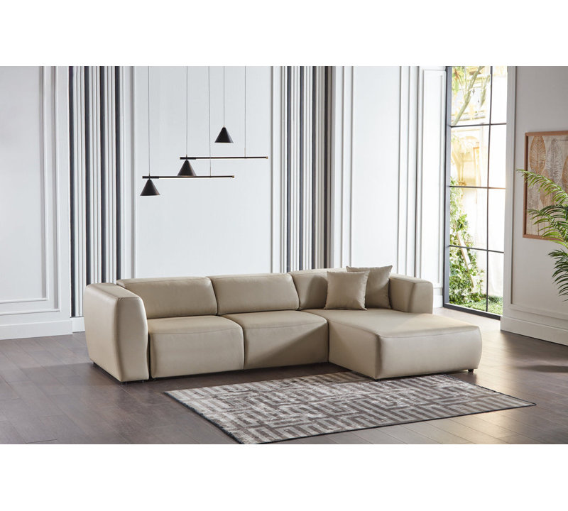 Fima Upholstered L-Shaped Sectional Left Hand Facing, White Fabric