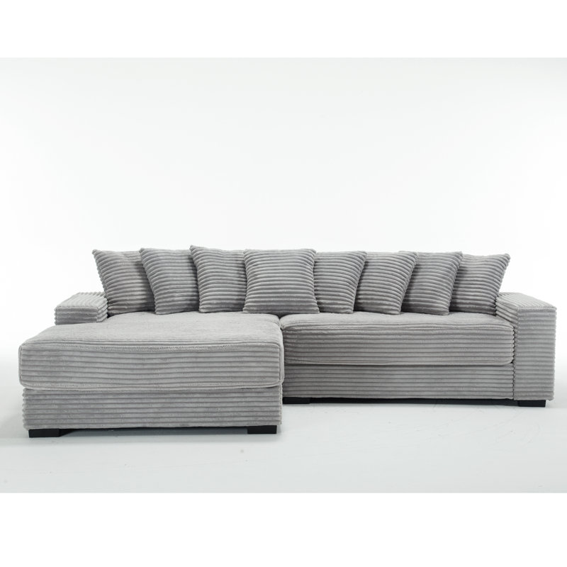 Oversized Two-Piece  Couches,L Shaped Sofa, Corduroy, Right Chaise Daybed,with Armrests,Eight Throw Pillows,Corner Sofa