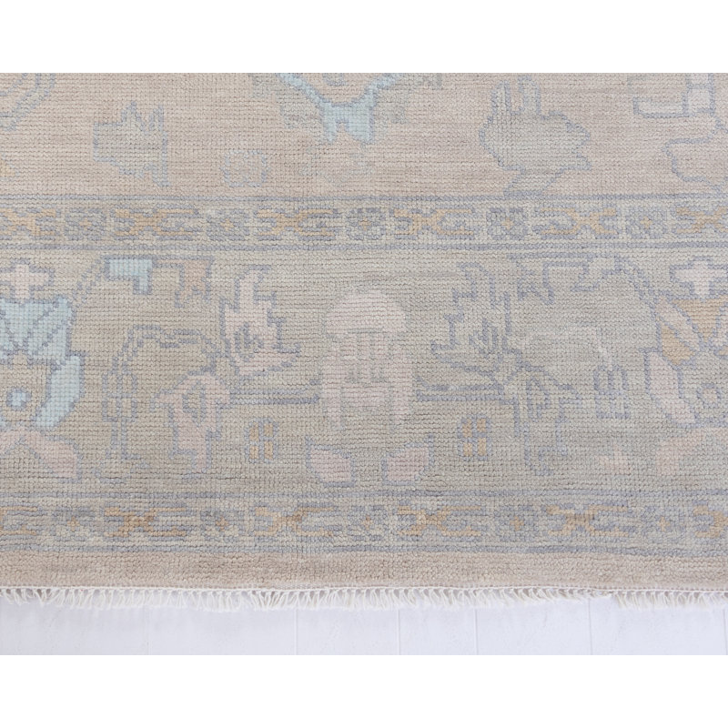 Bunny Hand Knotted Wool Abstract Area Rug, Rectangle 10' x 14'