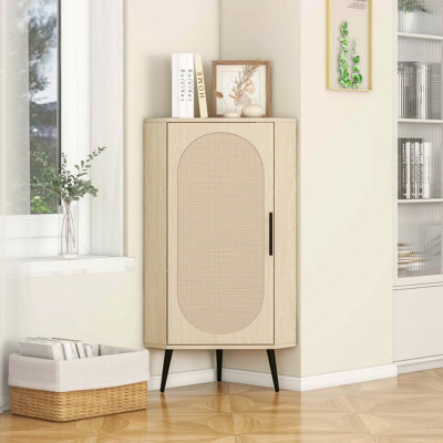 Armoire d'angle, porte en rotin, tables d'angle autoportantes pour petits espaces, support d'angle pour salon, cuisine, salle de bain, chambre à coucher