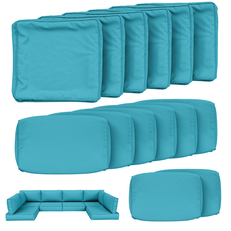 Outdoor 4” Cushion Covers Set Patio Furniture Cushion Covers, Only Covers, Lake Blue
