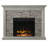 Electric Fireplace Mantel Package Rustic Stacked Stone Surround - Heat 400 SQ FT-1103782601