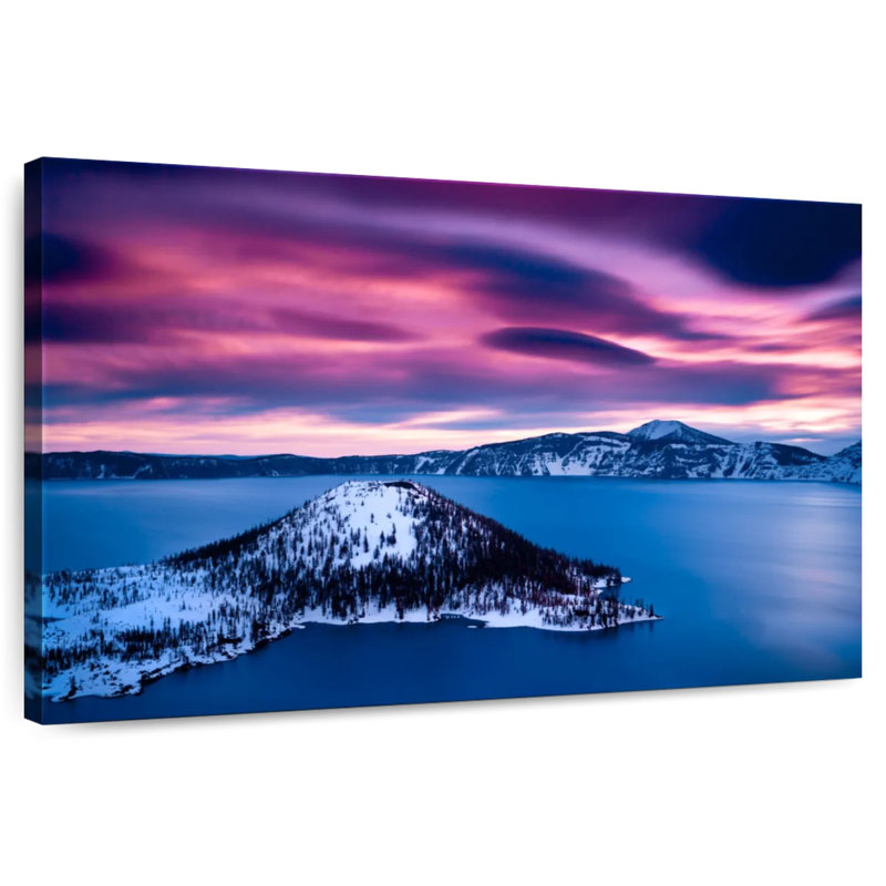 Lac mauve Alvord, ciel mauve, H 8 po x l 12 po