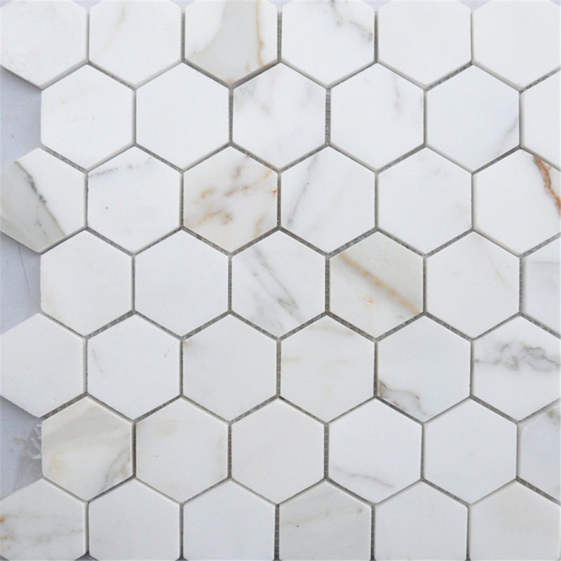 Calacatta 12" x 10" Marble Mosaic Tile, LIght Gray