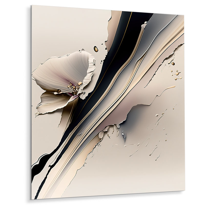 Orchidée beige hyperréaliste IV - décoration murale en métal orchidée florale, H 20 po x l 12 po