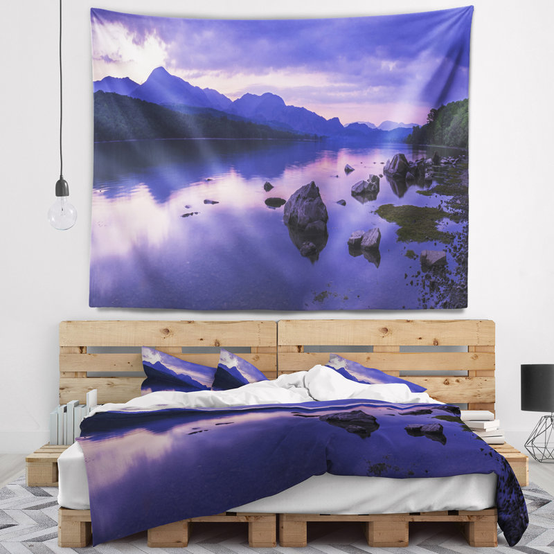 Tapisserie paysage de l'eau dans le Lake District, H 32 po x l 39 po