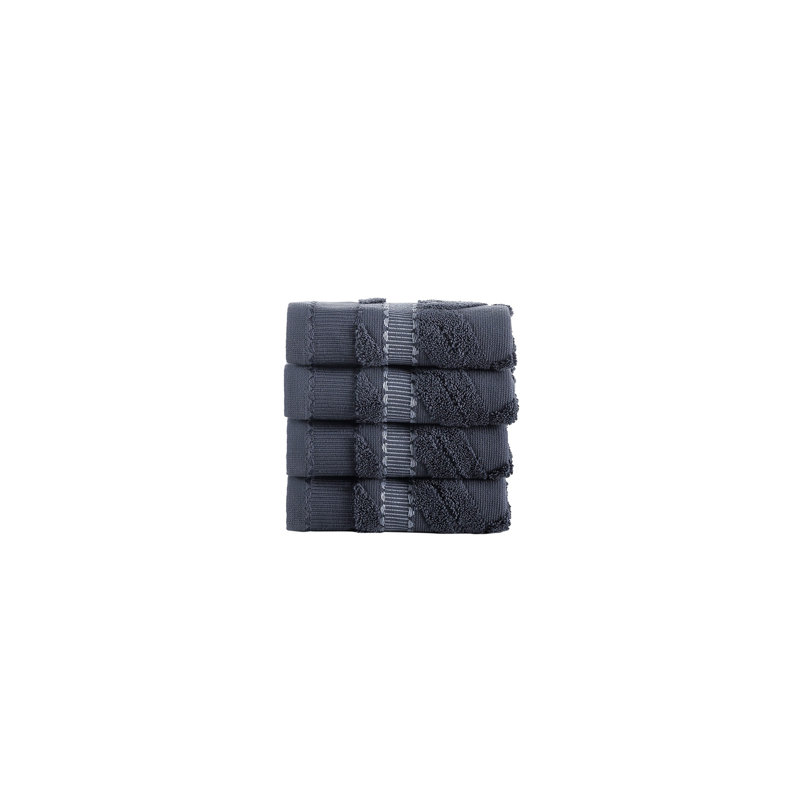 Turkish Cotton Plush Jacquard Washcloth, Anthracite
