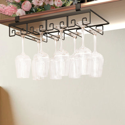Philana Hanging Wine Glass Rack in Black
