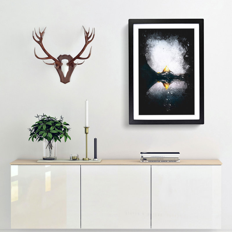 Matterhorn Mountain In Zermatt Paint Splash - Picture Frame Graphic Art, 33cm H x 24cm W x 2cm D, Black Framed